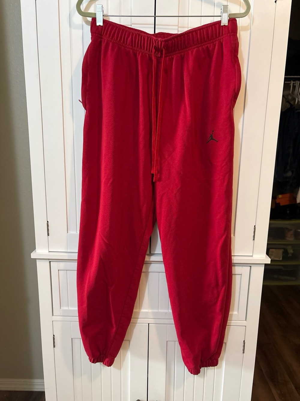 Jordan Red Fleece Jogger Sweatpants Size Large Athletic Lounge Pants Y2K Gymwear